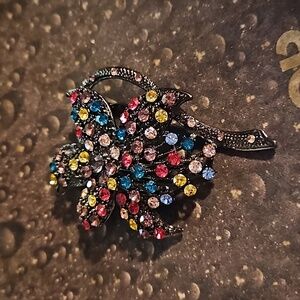 Colorful Rhinestone Flower Pin